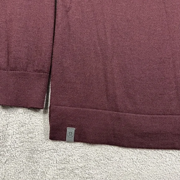 Lululemon Techwool Polo Shirt Mens Large Burgundy Long Sleeve Wool Blend - Picture 8 of 10